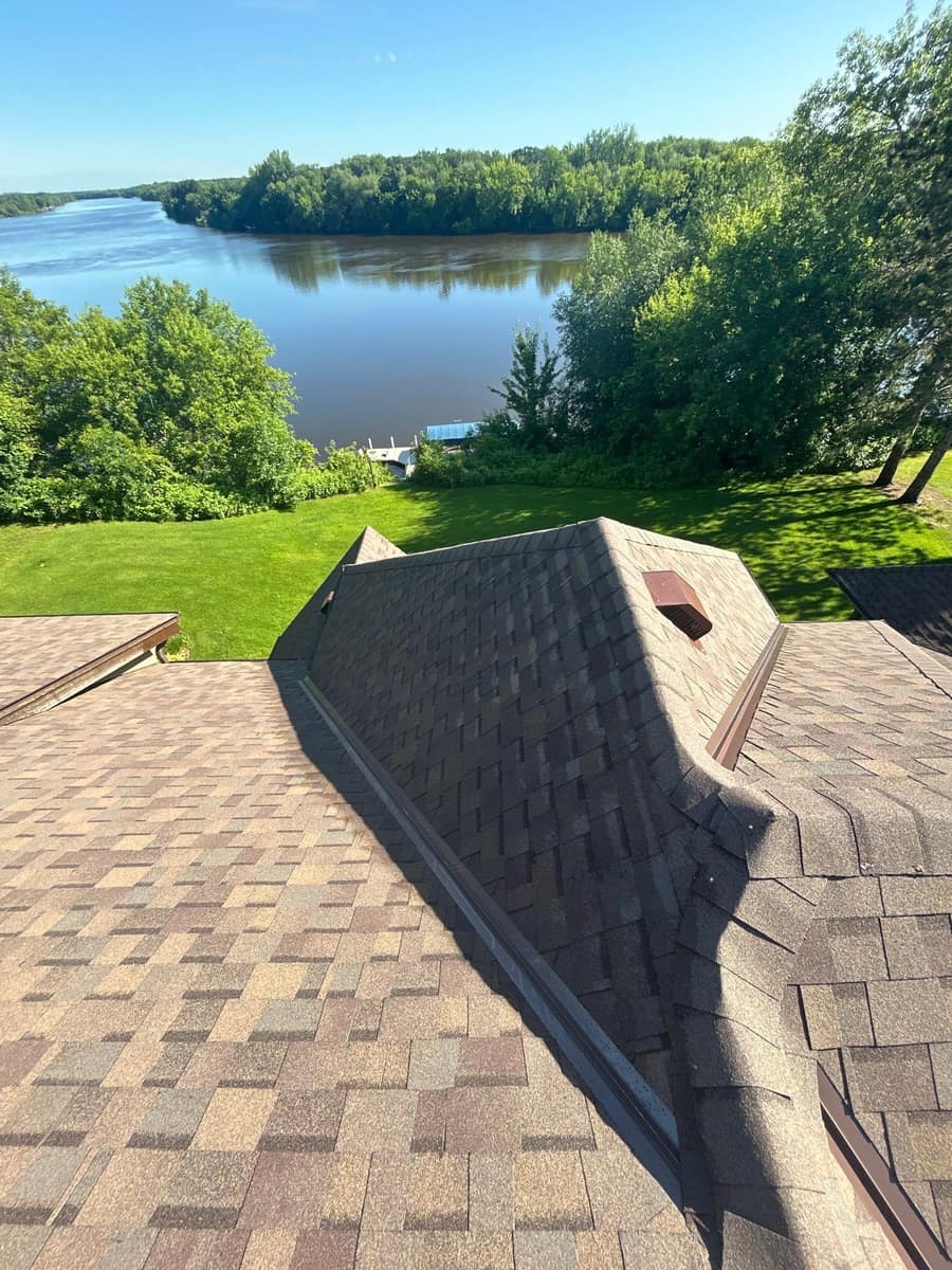 Hip section of the new Sartell roof with valley flashing