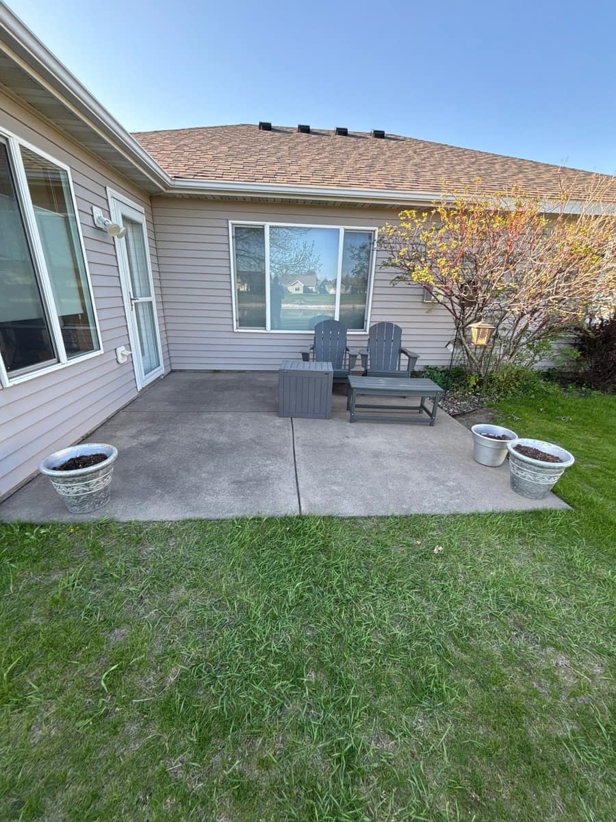 Back patio of the Waite Park home under the new roof